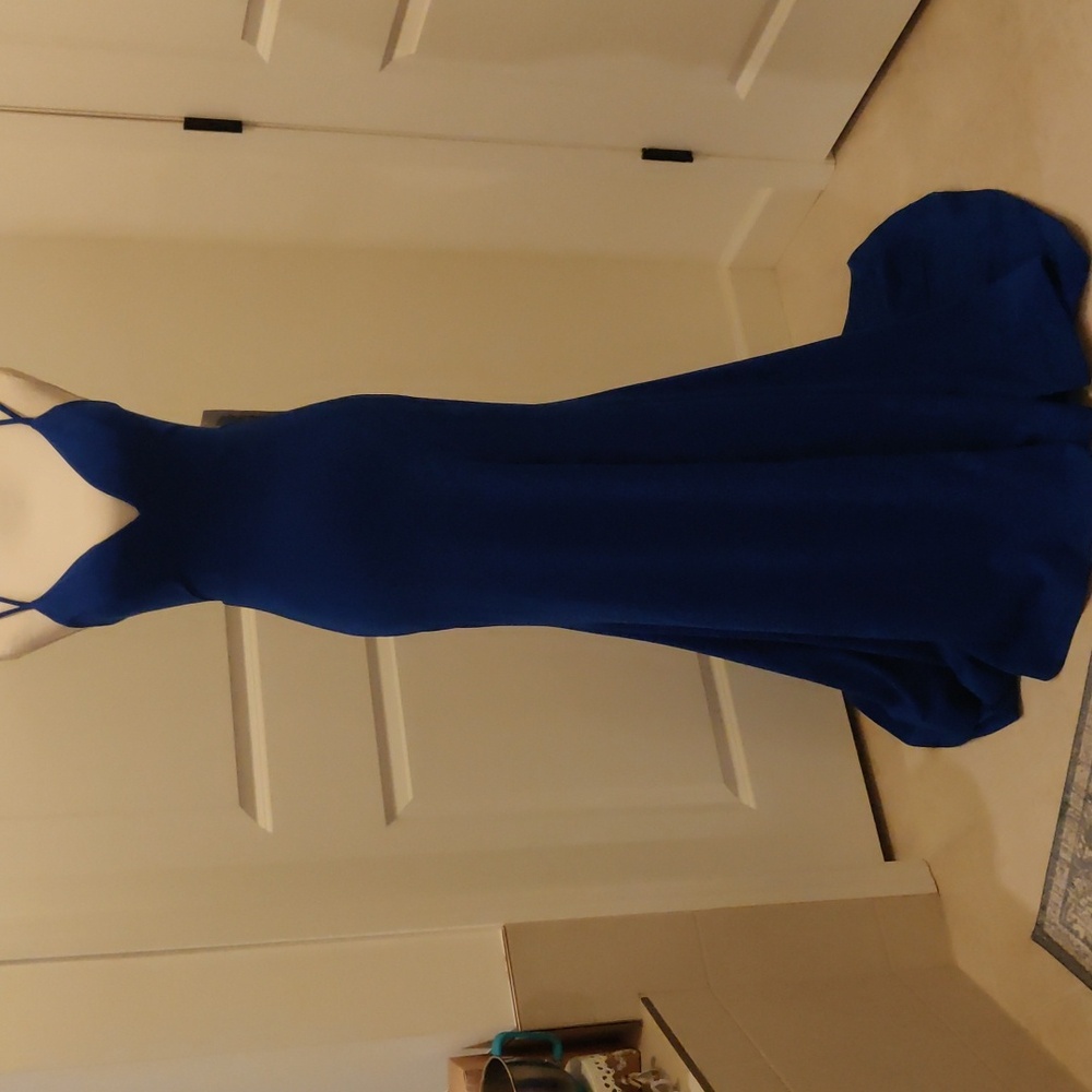 New!EMERALD SUNDAE Formal Juniors' Criss-Cross Mermaid Gown Cobalt Dress Size S - Picture 6 of 12